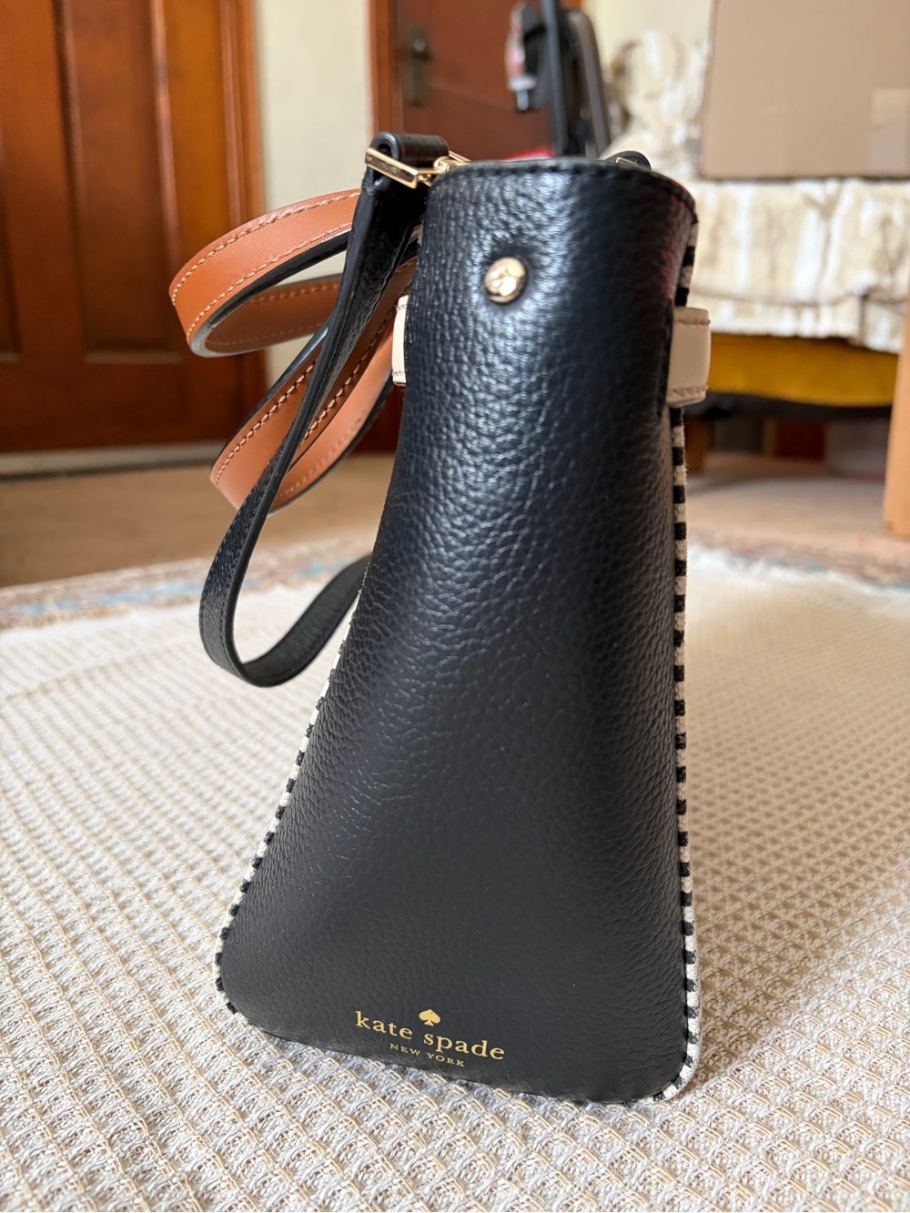 Kate Spade New York Houston Street Fabric Leo Satchel Striped Crossbody - Picture 10 of 15